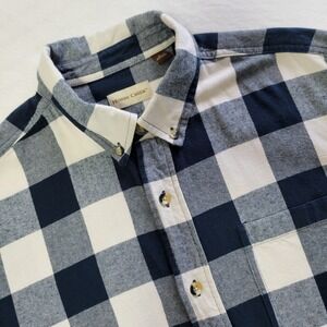 Hobbs Creek Flannel Shirt Navy White Mens L Plaid Casual Outdoor Rugged Gorpcore